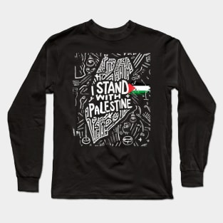 I Stand With Palestine Quote A Free Palestine Long Sleeve T-Shirt